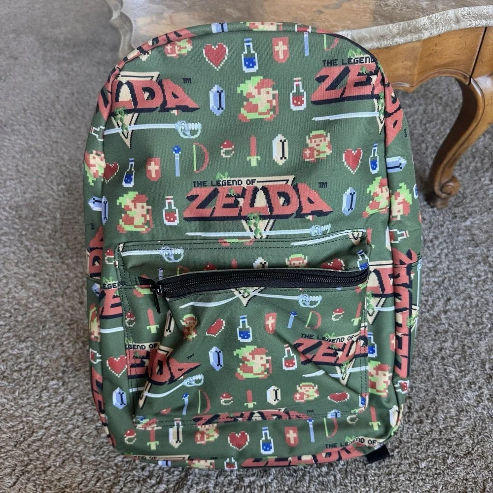 The Legend Of Zelda ~ Pixel Print All Over ~ Full Size Backpack ~ NWOT